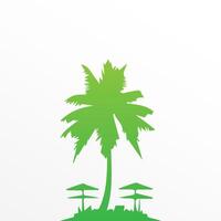 Green palm tree isolated on white background. Palm silhouette vector