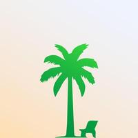 Green palm tree isolated on white background. Palm silhouette vector