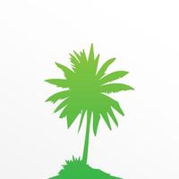 Green palm tree isolated on white background. Palm silhouette vector