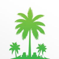 Green palm tree isolated on white background. Palm silhouette vector
