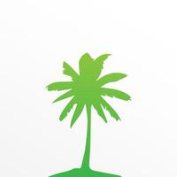 Green palm tree isolated on white background. Palm silhouette vector