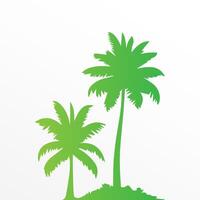Green palm tree isolated on white background. Palm silhouette vector