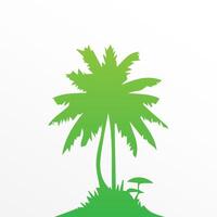 Green palm tree isolated on white background. Palm silhouette vector