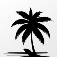 Black palm tree isolated on white background. Palm silhouette vector