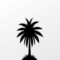 Black palm tree isolated on white background. Palm silhouette vector