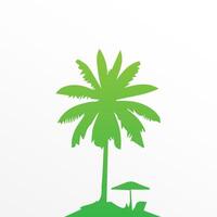 Green palm tree isolated on white background. Palm silhouette vector