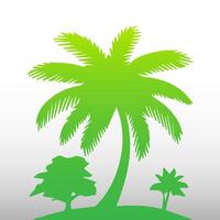 Green palm tree isolated on white background. Palm silhouette vector