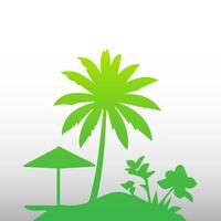 Green palm tree isolated on white background. Palm silhouette vector