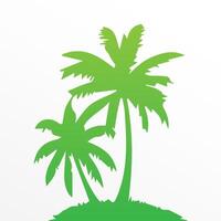 Green palm tree isolated on white background. Palm silhouette vector