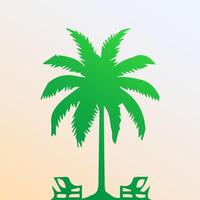 Green palm tree isolated on white background. Palm silhouette vector