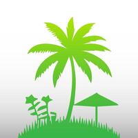 Green palm tree isolated on white background. Palm silhouette vector