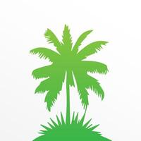 Green palm tree isolated on white background. Palm silhouette vector