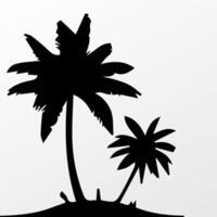 Black palm tree isolated on white background. Palm silhouette vector