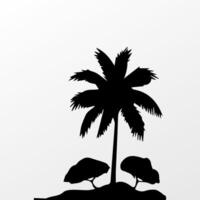 Black palm tree isolated on white background. Palm silhouette vector