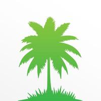 Green palm tree isolated on white background. Palm silhouette vector