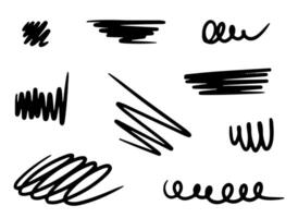 Doodle arrows, spring and spiral set, hand drawn coil icons. Scribble lines, swirls arrows, scrawls. drawing. Direction pointers. vector
