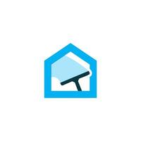 a blue house with a window and a broom vector