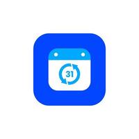 a blue and white icon with a calendar on it vector