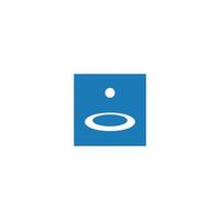 a blue square with a circle in the middle vector