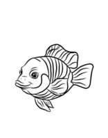 a fish is shown in a black and white drawing coloring book vector