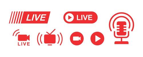 live streaming icon set collection for web and app vector