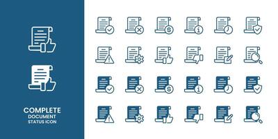 Set of document paper contract status icon collection business approval process symbol illustration design vector