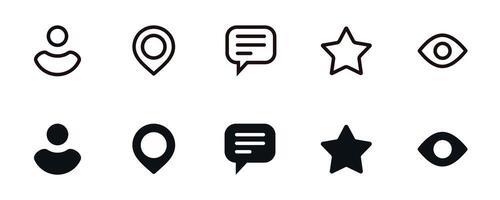 profile, location, message, rating, and last active user icons set collection for user seller or buyer information flat design vector