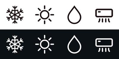 Set of air condition icons for smart house app. cold, heat, dry, auto status air conditioner vector