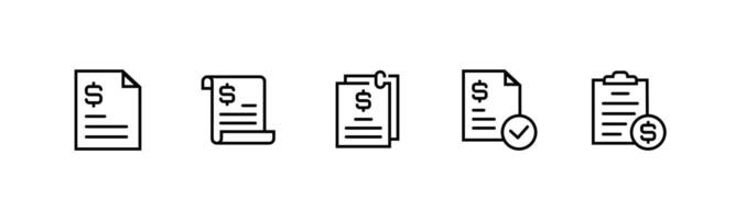 Set of document paper payment status icon collection outline design style vector