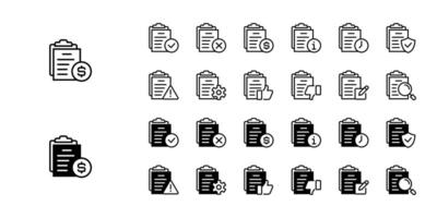 Set of document contract status icon collection paper illustration full process for business approval symbol design vector