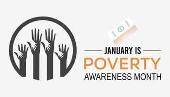 illustration on the theme of Poverty Awareness Month observed each year during January.banner, Holiday, poster, card and background design. vector
