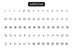 a black arrow collection set with a black arrow pointing to the left. vector