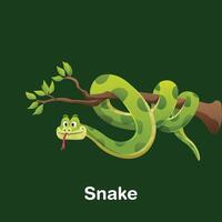 a green snake holding with a tree vector