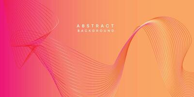 Abstract orange, pink, yellow digital future technology geometric flowing line background. Red, orange, purple gradient smooth wave lines web banner background for cover, flyer, header, website vector