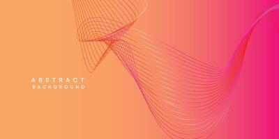 Abstract orange, pink, yellow digital future technology geometric flowing line background. Red, orange, purple gradient smooth wave lines web banner background for cover, flyer, header, website vector