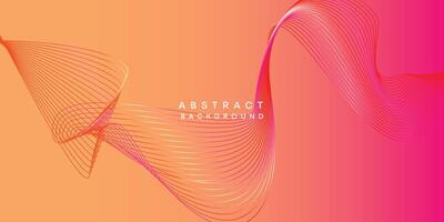 Abstract orange, pink, yellow digital future technology geometric flowing line background. Red, orange, purple gradient smooth wave lines web banner background for cover, flyer, header, website vector