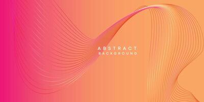 Abstract orange, pink, yellow digital future technology geometric flowing line background. Red, orange, purple gradient smooth wave lines web banner background for cover, flyer, header, website vector
