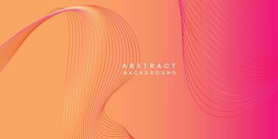 Abstract orange, pink, yellow digital future technology geometric flowing line background. Red, orange, purple gradient smooth wave lines web banner background for cover, flyer, header, website vector