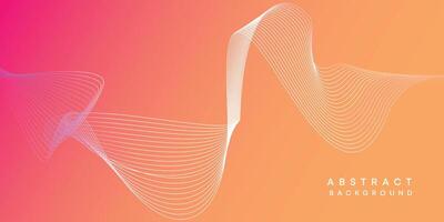 Abstract orange, pink, yellow digital future technology geometric flowing line background. Red, orange, purple gradient smooth wave lines web banner background for cover, flyer, header, website vector