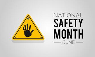 National Safety Month observed every year in June. Template for background, banner, card, poster with text inscription. vector