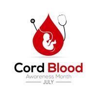 cord blood awareness month observed every year in July. Template for background, banner, card, poster with text inscription. vector