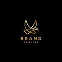 Simple Golden Eagle Line Logo Design. One Continuous Line Forms a Simple Eagle Logo Design. vector
