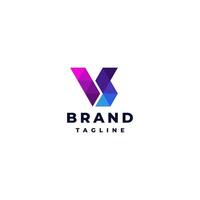 Colorful Initial Letter VS Mosaic Logo Design. Colorful Triangles Forming the Initials VS Logo Design. vector