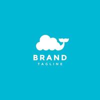 Fun Clouds With Whale Tails Logo Design. Clouds With Water Ripples And Whale Tail Logo Design. vector