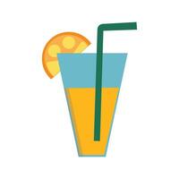 glass of orange juice with straw vector