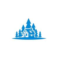 a blue house with a tree on top of it vector