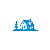 a blue house with a tree on top of it vector