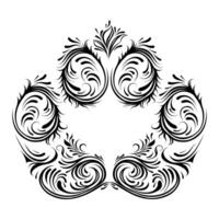 Black swirl ornate pattern forming a symmetrical dog paw design, vintage tattoo style with copy space in center vector