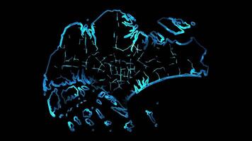 Neon frame effect map of Singapore, glow, black background. video