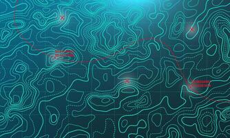 Ocean bottom topographic line map curvy wave isolines illustration. vector